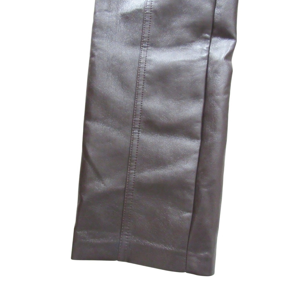 Aritzia Wilfred Rebel Pants 0 Dark Brown Vegan Faux Leather High Rise Straight - Picture 8 of 11